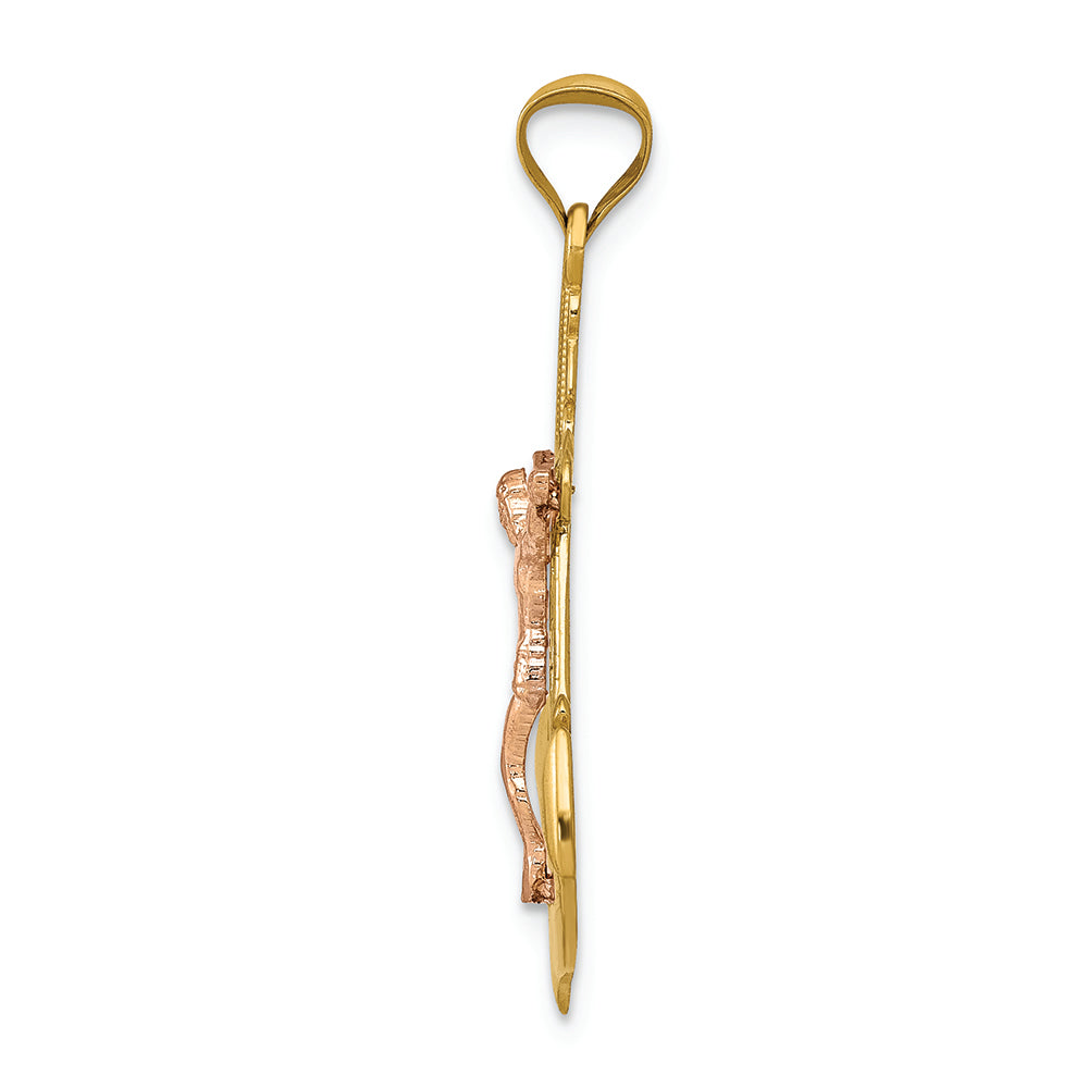FJC Finejewelers 14 Kt Tri Color Gold Mariner Crucifix Charm