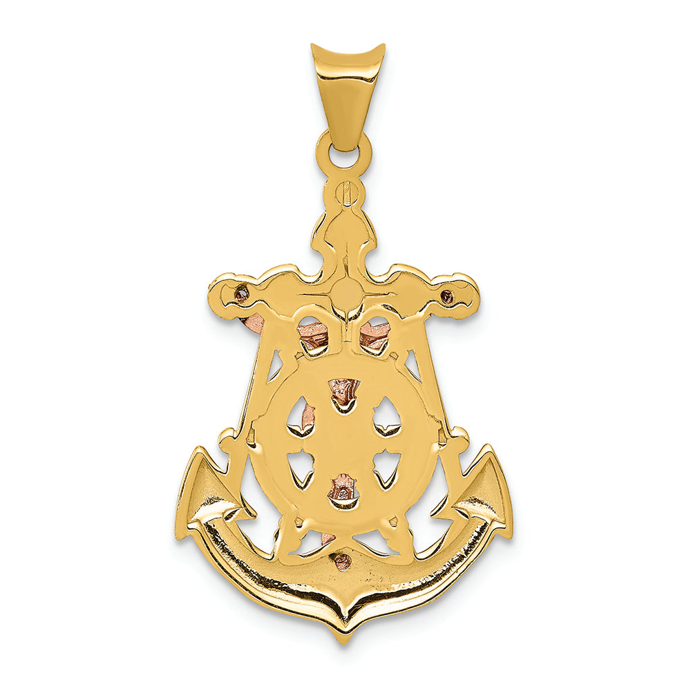 FJC Finejewelers 14 Kt Tri Color Gold Mariner Crucifix Charm