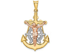 FJC Finejewelers 14 Kt Tri Color Gold Mariner Crucifix Charm