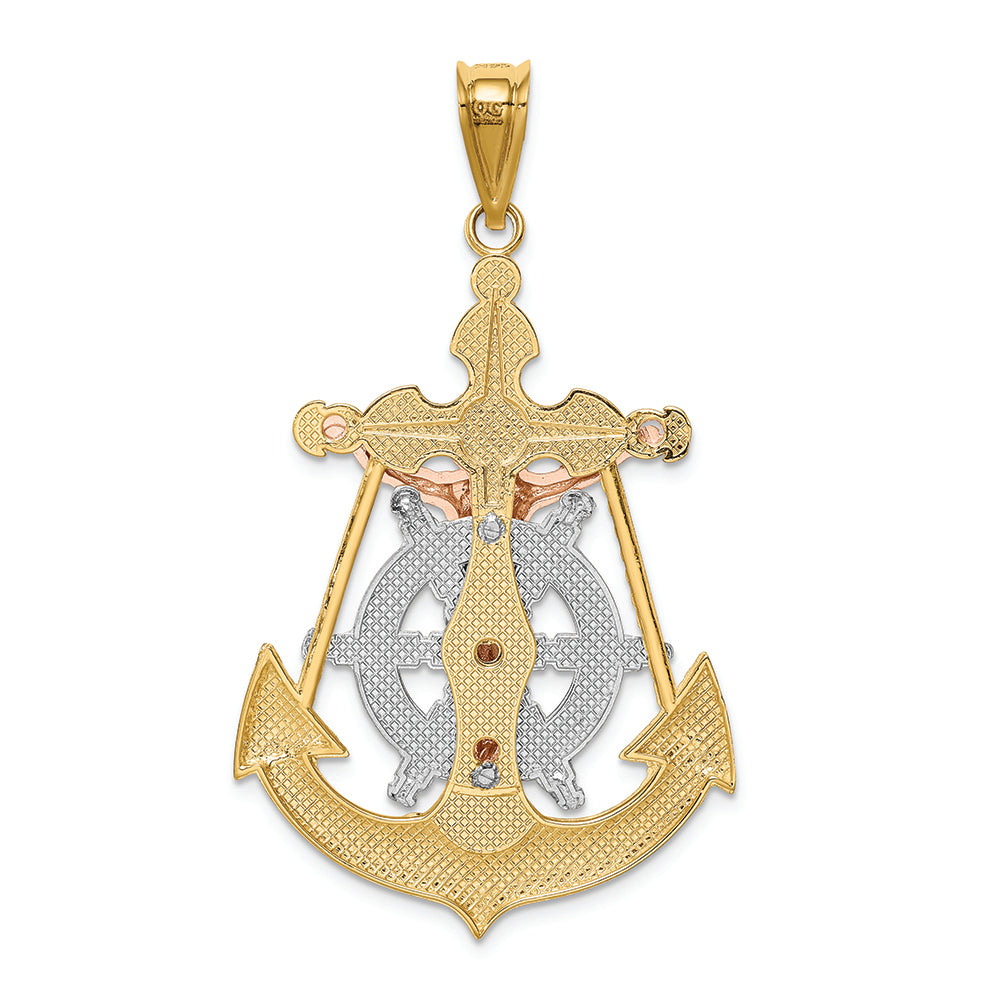 FJC Finejewelers 14 Kt Tri Color Gold Mariner Crucifix Charm