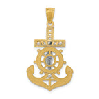 FJC Finejewelers 14k Yellow Gold with with Rhodium Polished Mariners Crucifix Charm