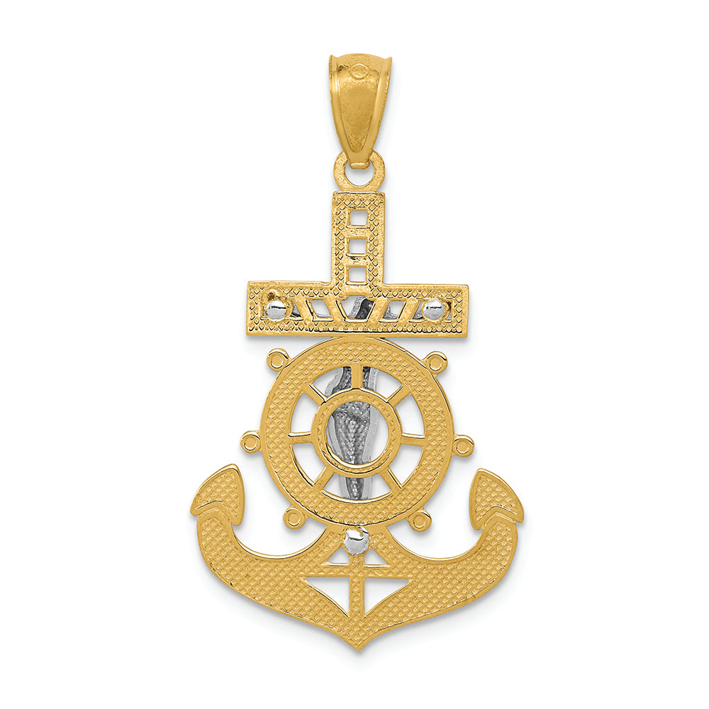 FJC Finejewelers 14k Yellow Gold with with Rhodium Polished Mariners Crucifix Charm