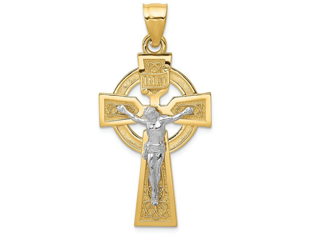 FJC Finejewelers 14k Two-tone Gold Polished Celtic Inri Crucifix Charm