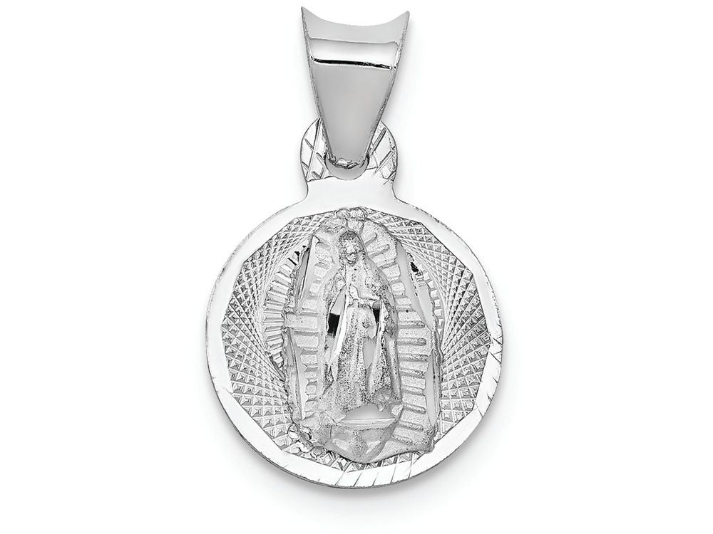 FJC Finejewelers 14k White Gold Our Lady Of Guadalupe Circle Charm