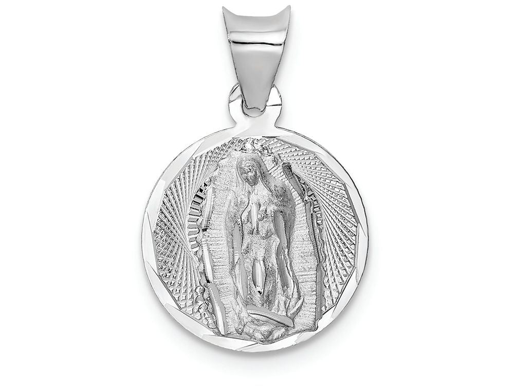 FJC Finejewelers 14k White Gold Our Lady Of Guadalupe Circle Charm