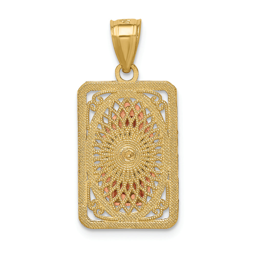 FJC Finejewelers 14k Two-tone Gold with Rhodium Bright Cut Lady Of Guadalupe Charm