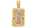 FJC Finejewelers 14k Two-tone Gold with Rhodium Bright Cut Lady Of Guadalupe Charm