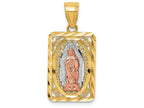 FJC Finejewelers 14k Two-tone Gold with Rhodium Bright Cut Lady Of Guadalupe Charm