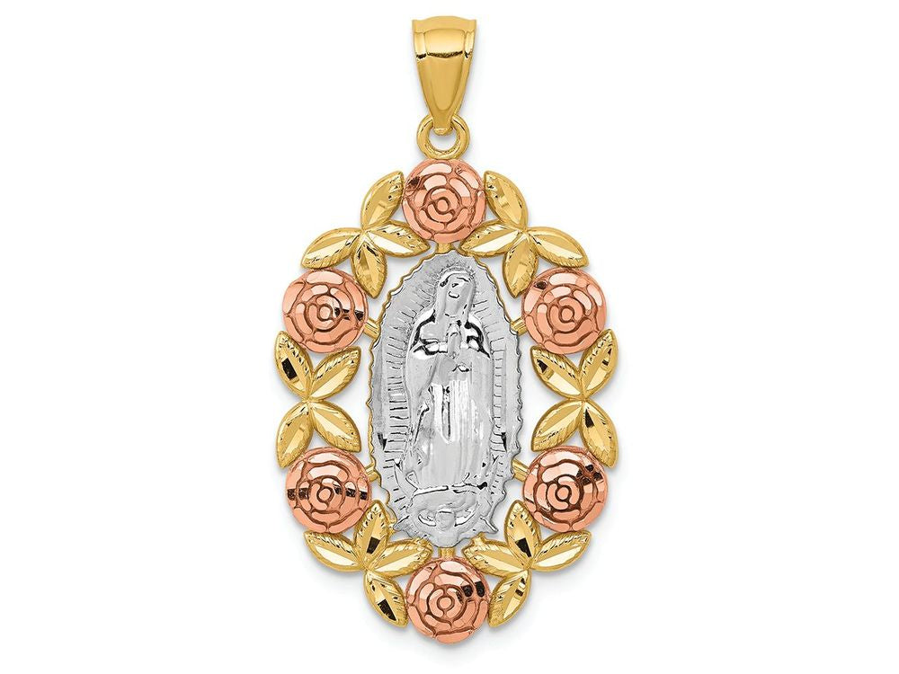 FJC Finejewelers 14k Two-tone Gold White with Rhodium Our Lady Of Guadalupe Charm