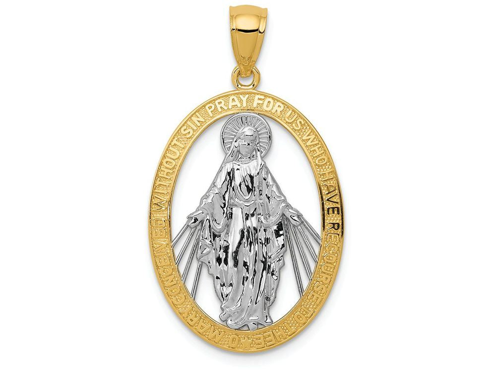 FJC Finejewelers 14k Yellow Gold with with Rhodium Polished Miraculous Medal Charm