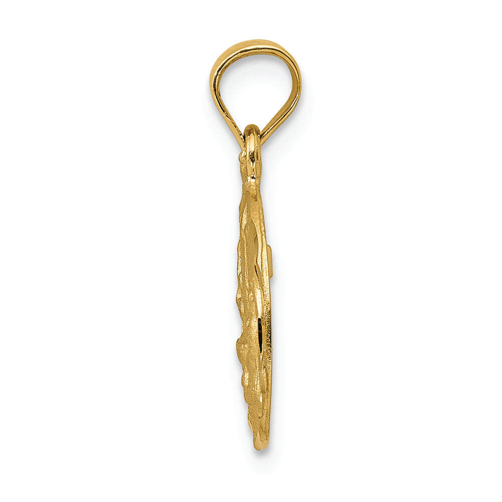 FJC Finejewelers 14k Yellow Gold Satin Bright Cut Baptism Charm