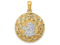 FJC Finejewelers 14k Yellow Gold with with Rhodium Polished Filigree Guardian Angel Charm
