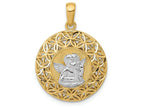 FJC Finejewelers 14k Yellow Gold with with Rhodium Polished Filigree Guardian Angel Charm