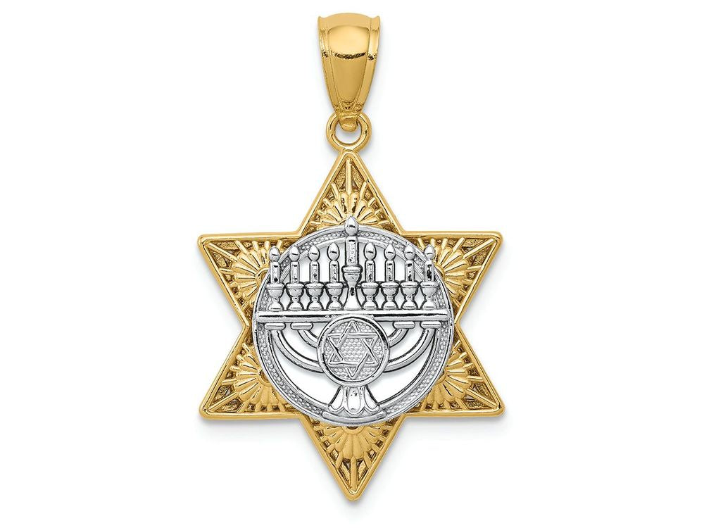 FJC Finejewelers 14k Two-tone Gold Star Of David Menorah Charm