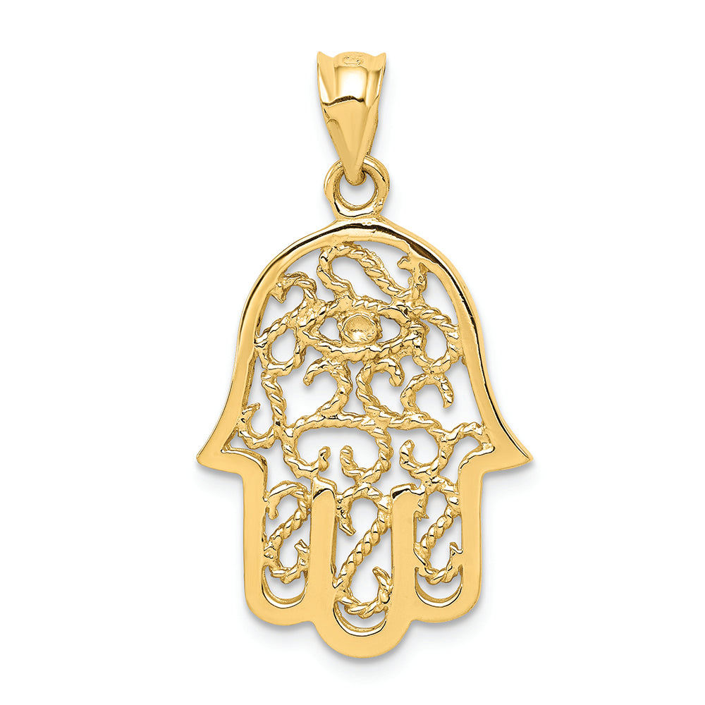 FJC Finejewelers 14k Yellow Gold Polished Filigree Hamsa Charm