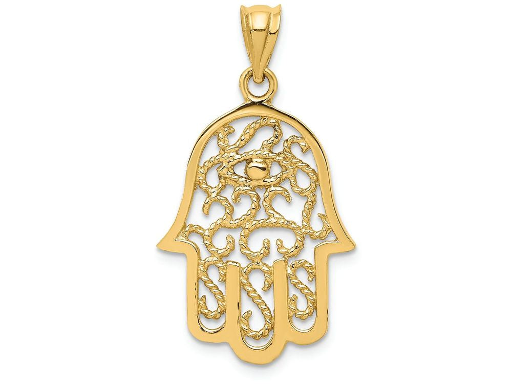 FJC Finejewelers 14k Yellow Gold Polished Filigree Hamsa Charm