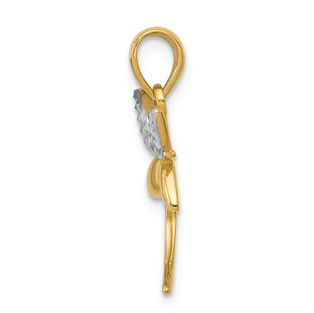 FJC Finejewelers 14k Yellow Gold with with Rhodium Bright Cut And Polished Dragonfly Charm