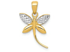 FJC Finejewelers 14k Yellow Gold with with Rhodium Bright Cut And Polished Dragonfly Charm