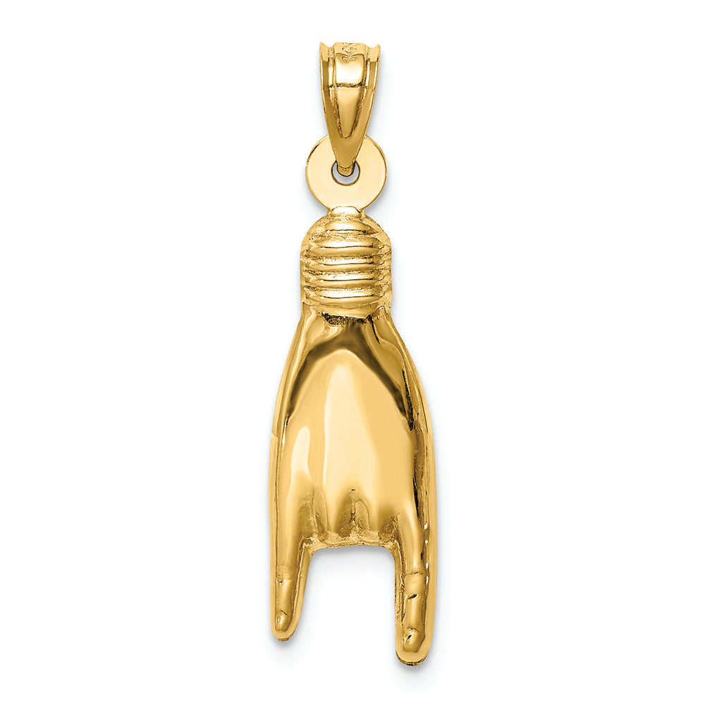 FJC Finejewelers 14k Yellow Gold Hollow Rock On Sign Charm