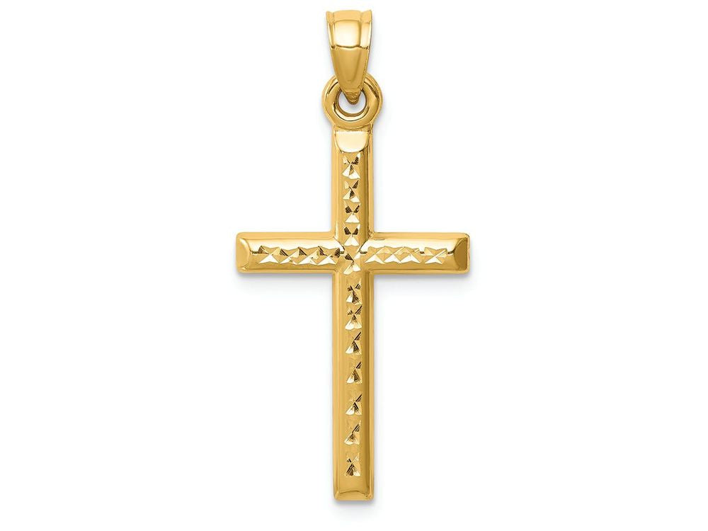 FJC Finejewelers 14k Yellow Gold Hollow Bright Cut Cross Charm