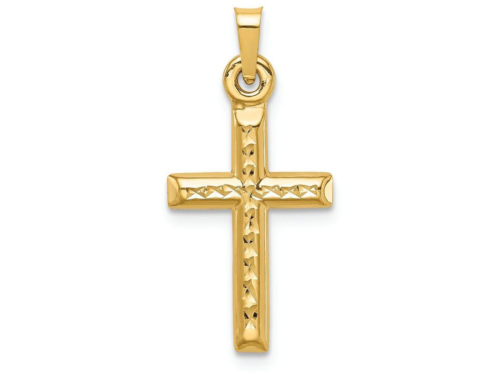 FJC Finejewelers 14k Yellow Gold Hollow Bright Cut Cross Charm