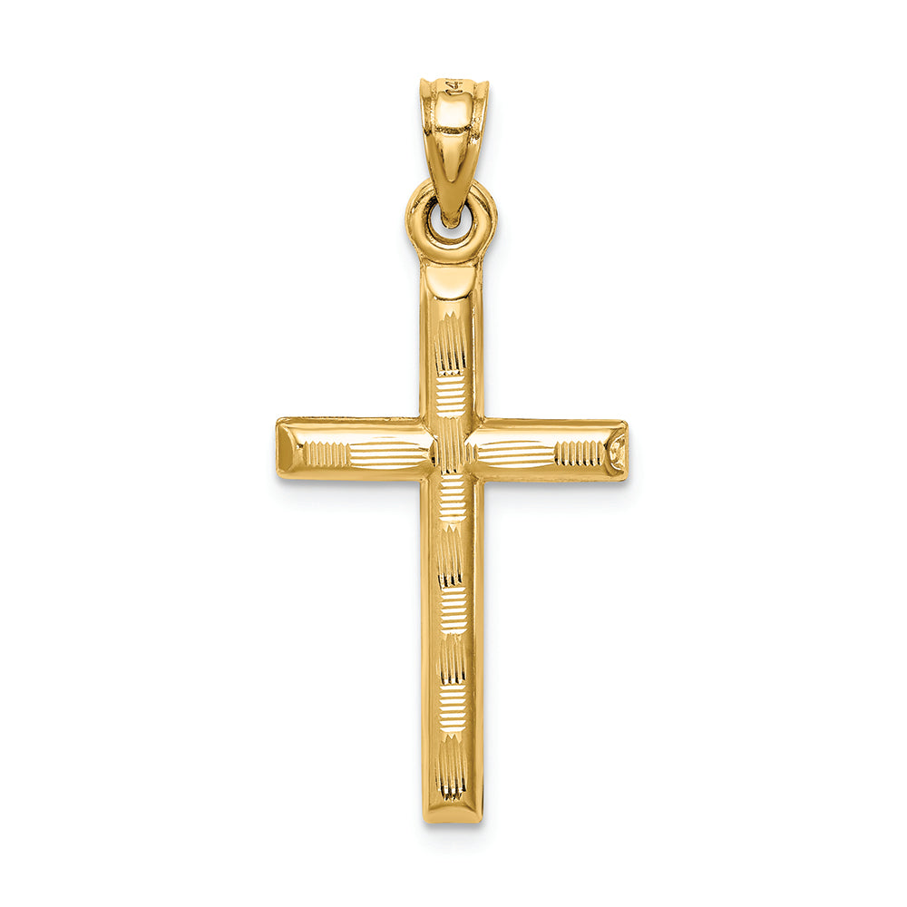 FJC Finejewelers 14k Yellow Gold Hollow Bright Cut Cross Charm