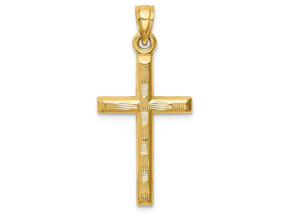 FJC Finejewelers 14k Yellow Gold Hollow Bright Cut Cross Charm