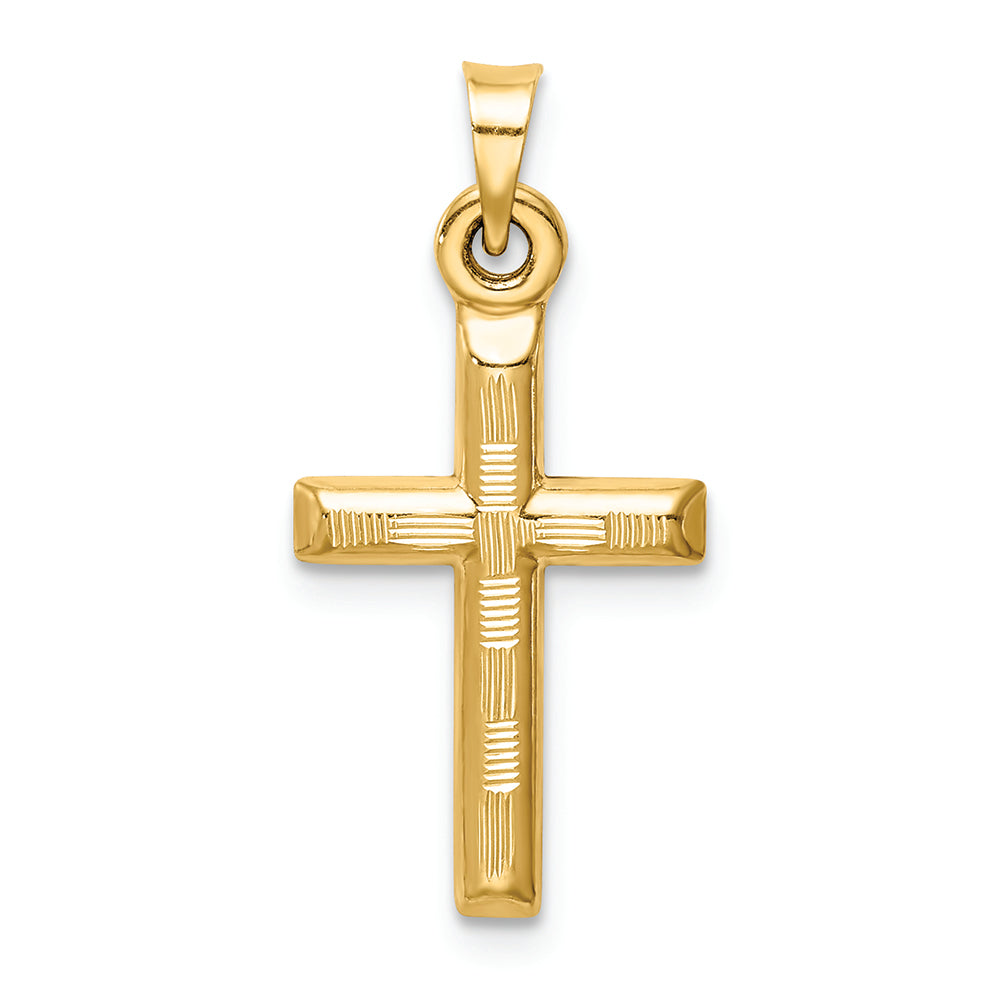 FJC Finejewelers 14k Yellow Gold Hollow Bright Cut Cross Charm
