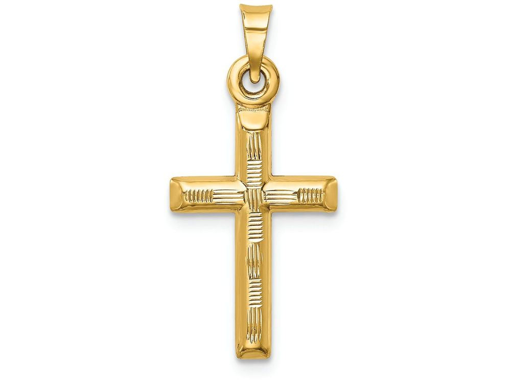 FJC Finejewelers 14k Yellow Gold Hollow Bright Cut Cross Charm