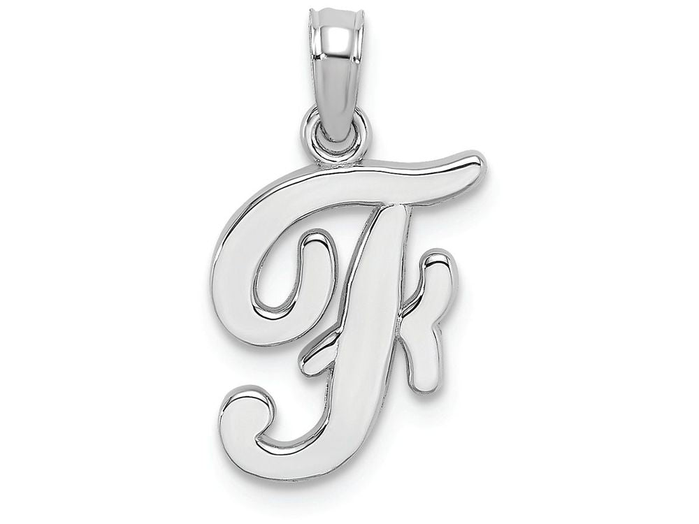 FJC Finejewelers 14k White Gold F Script Initial Charm