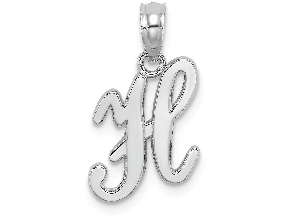 FJC Finejewelers 14k White Gold H Script Initial Charm