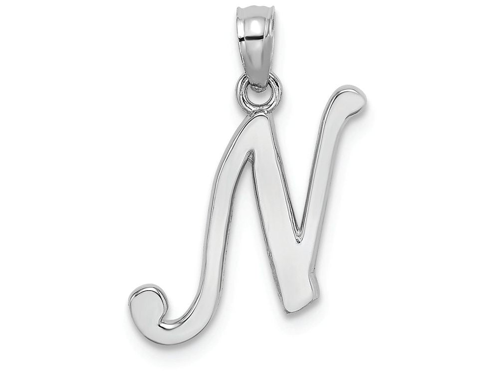 FJC Finejewelers 14k White Gold N Script Initial Charm