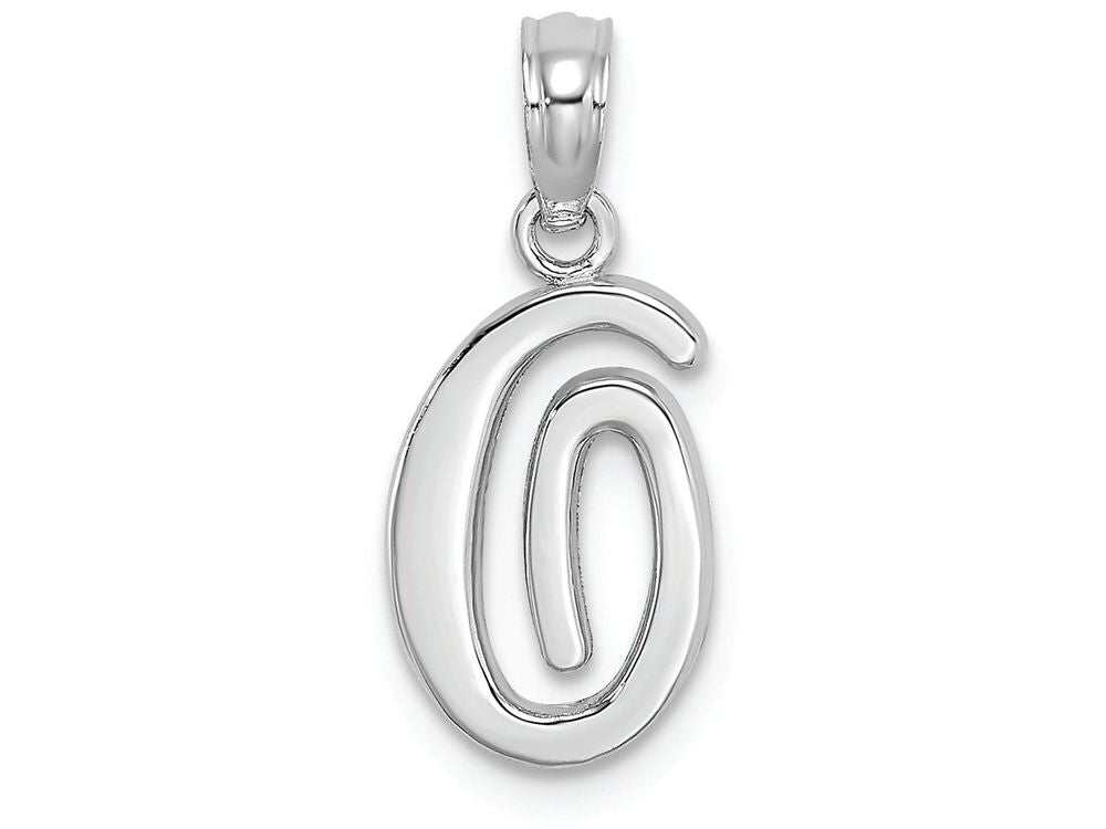 FJC Finejewelers 14k White Gold O Script Initial Charm