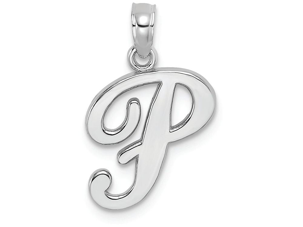 FJC Finejewelers 14k White Gold P Script Initial Charm