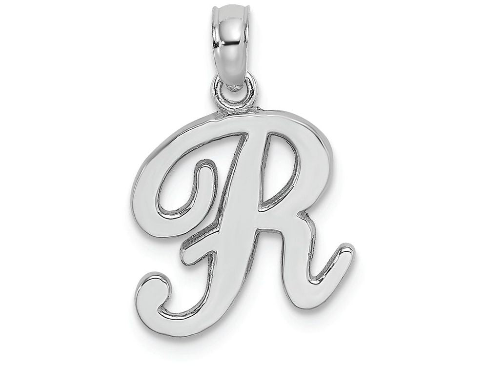 FJC Finejewelers 14k White Gold R Script Initial Charm