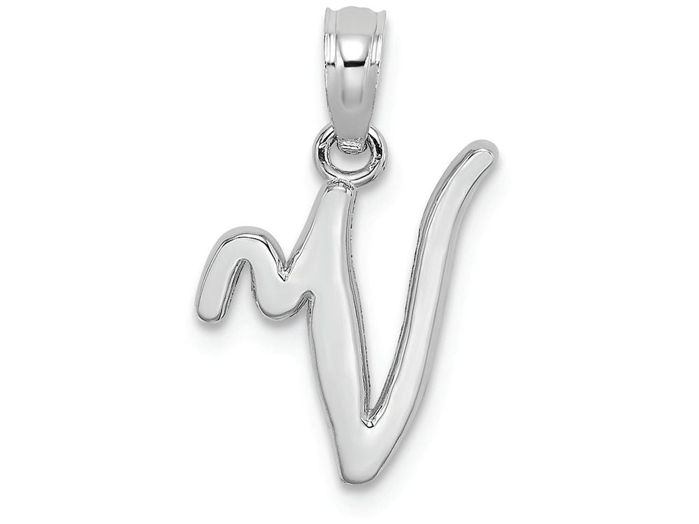 FJC Finejewelers 14k White Gold V Script Initial Charm