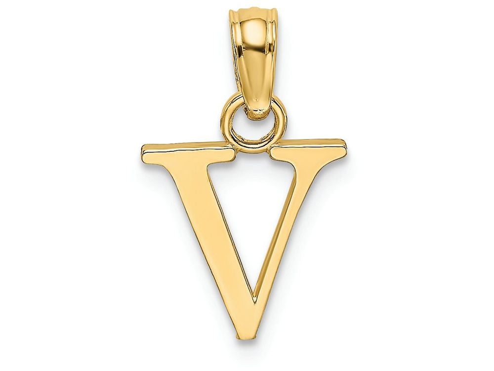 FJC Finejewelers 14k Yellow Gold V Block Initial Charm