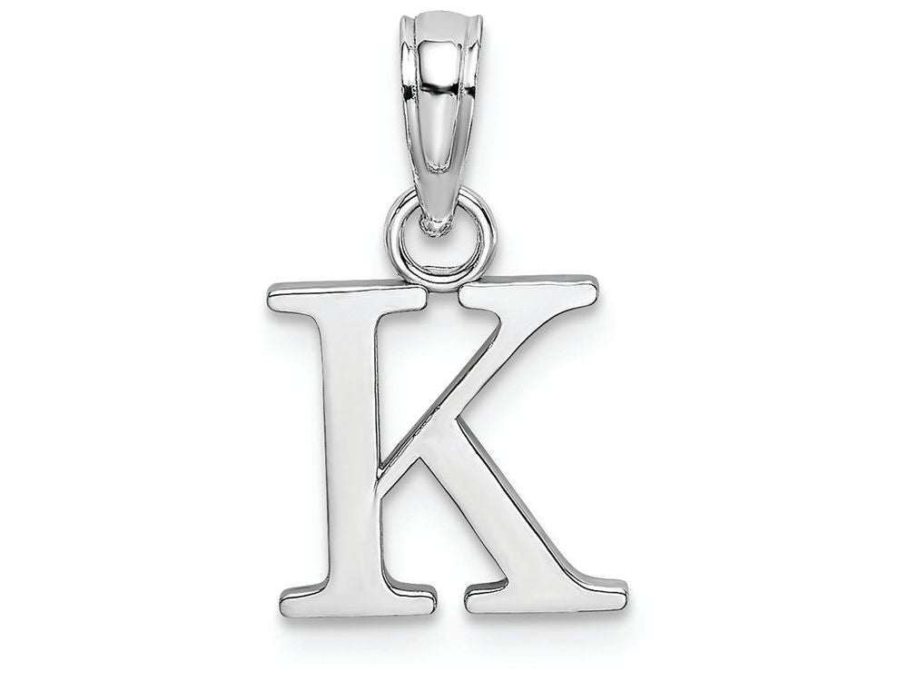 FJC Finejewelers 14k White Gold K Block Initial Charm