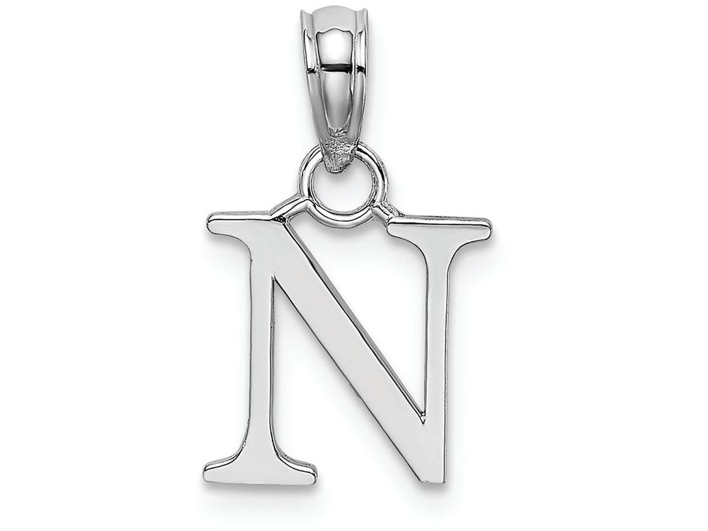 FJC Finejewelers 14k White Gold N Block Initial Charm