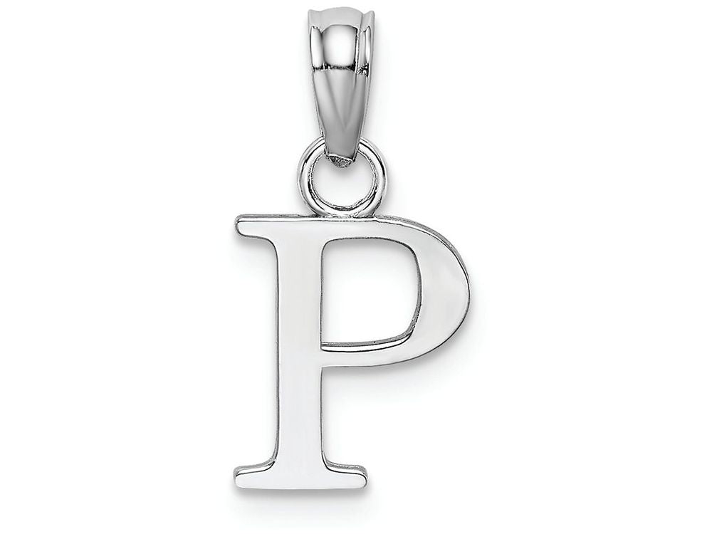 FJC Finejewelers 14k White Gold P Block Initial Charm