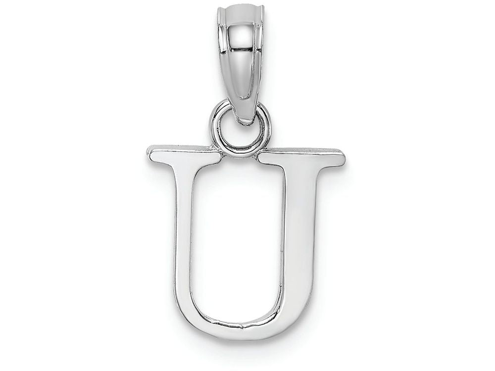 FJC Finejewelers 14k White Gold U Block Initial Charm