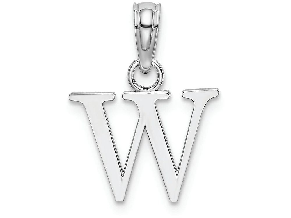 FJC Finejewelers 14k White Gold W Block Initial Charm