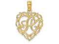 FJC Finejewelers 14k Yellow Gold A Script Initial In Heart Charm