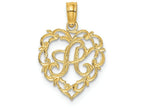 FJC Finejewelers 14k Yellow Gold A Script Initial In Heart Charm