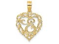 FJC Finejewelers 14k Yellow Gold E Script Initial In Heart Charm