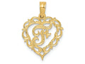 FJC Finejewelers 14k Yellow Gold F Script Initial In Heart Charm