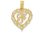 FJC Finejewelers 14k Yellow Gold F Script Initial In Heart Charm