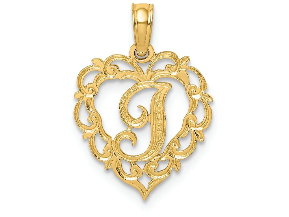 FJC Finejewelers 14k Yellow Gold I Script Initial In Heart Charm