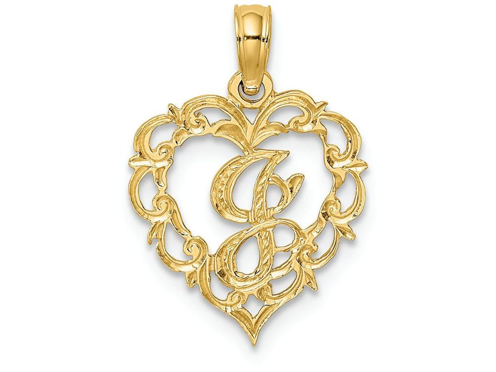 FJC Finejewelers 14k Yellow Gold J Script Initial In Heart Charm