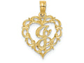 FJC Finejewelers 14k Yellow Gold J Script Initial In Heart Charm